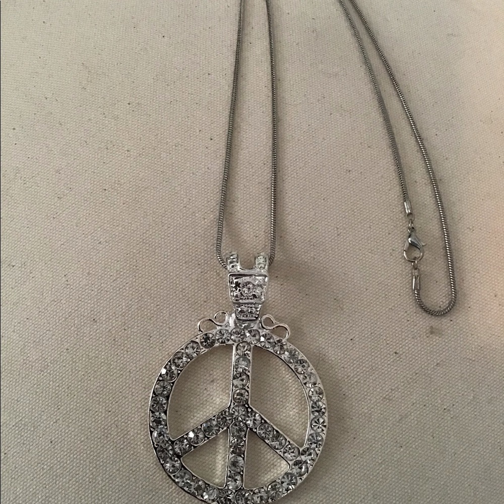 Peace Sign Crystal Pendant